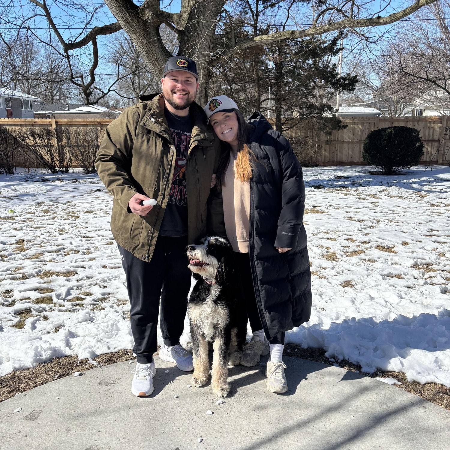 Snowy days in the backyard of our new home.