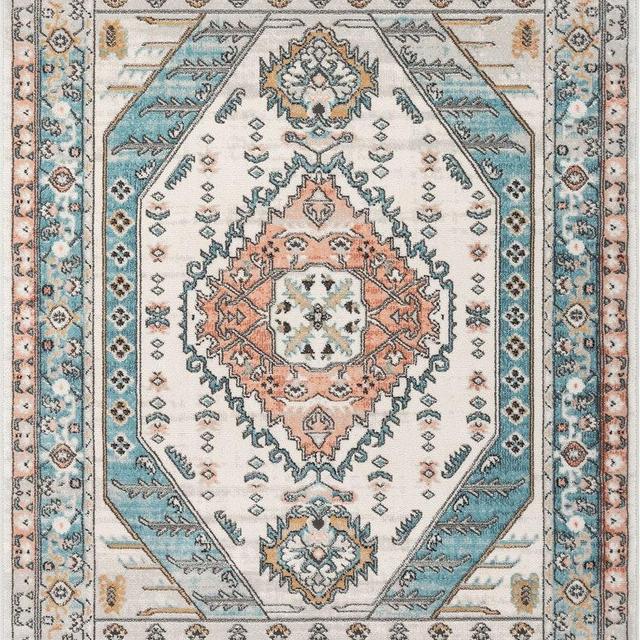 Jane Vintage Bohemian Aztec Tribal Blue Rug- 3'11"x5'3"
