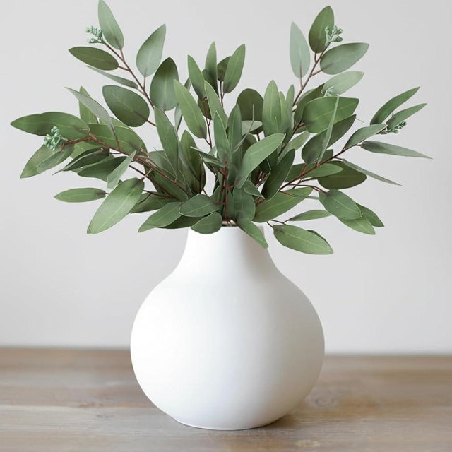 Carrot's Den White Round Vase - Minimalist Nordic, Japandi, Mid Century Modern Home Decor | Table Centerpiece, Wedding, Living Room, Bookshelf, Office, Modern Home, Entryway, Console (White)
