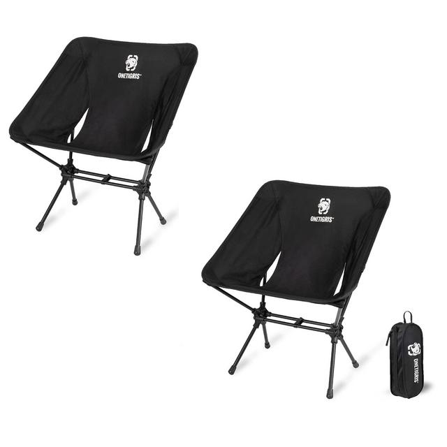 OneTigris Camping Backpacking Chair 2 Pack, 330 lbs Capacity, Compact Portable Folding Chair for Camping Hiking Gardening Travel Beach Picnic Lightweight Backpacking (Black-2 Pack)