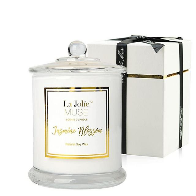 Jasmine Scented Candle Gift Natural Soy Wax, 60 Hours Burn Fine Home Fragrance, Glass Jar Candles Mothers Day Gift