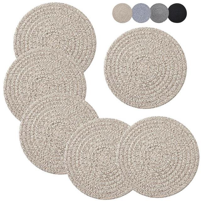 Coga 8" Trivets for Hot Dishes, Hot pots and Pans, 6 Pack Heat Resistant Hot Pads, Pot Holders for Kitchen, Hot Plate Mats for Table and Countertops, Farmhouse Decor Home Kitchen Essentials, Brown