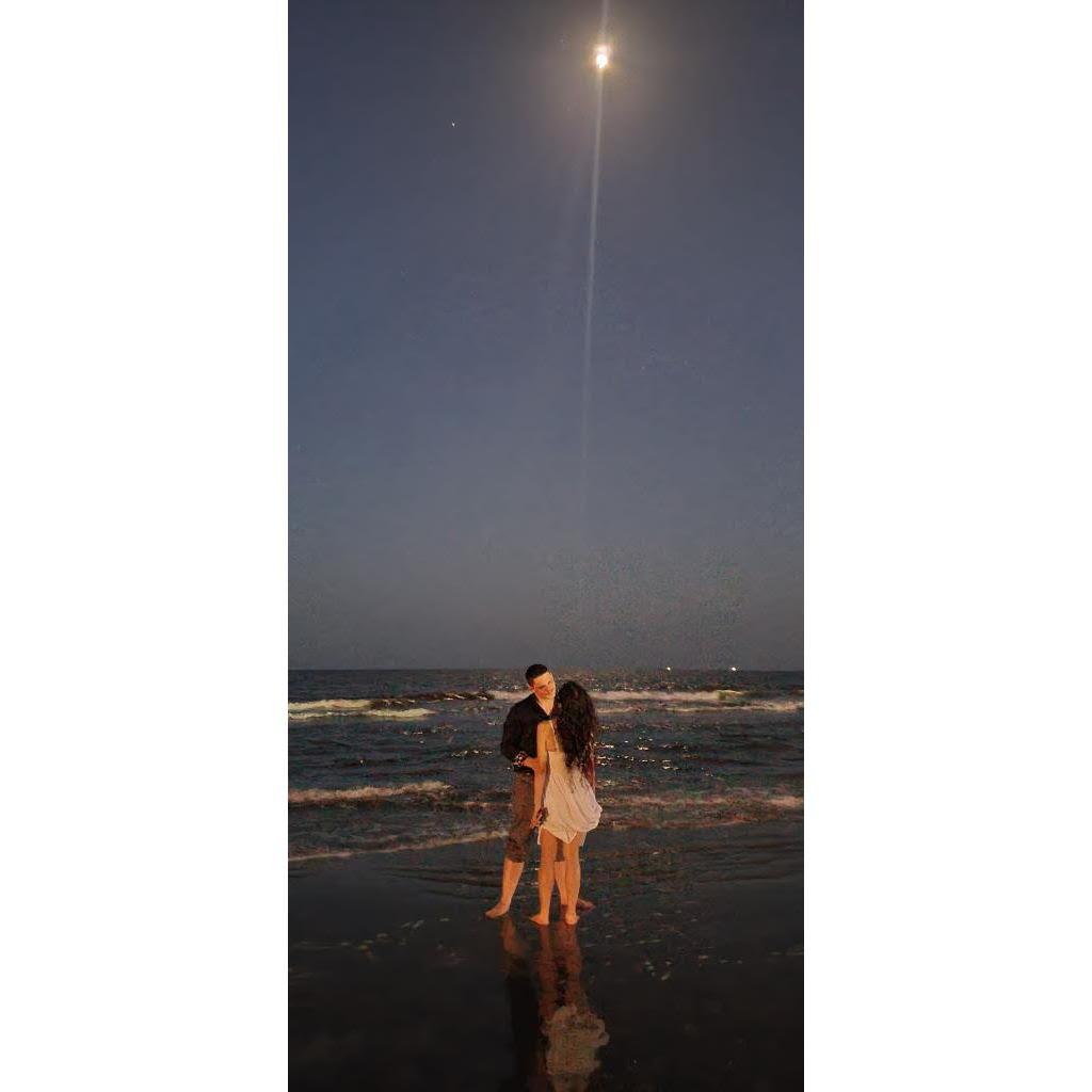 The night he proposed on the beach!