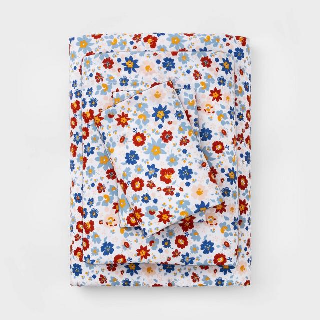 Queen Printed Microfiber Pattern Sheet Set Floral - Room Essentials™