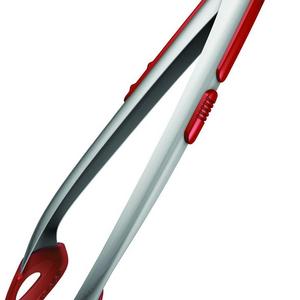 Zyliss Cook N Serve Silicone and Stainless Steel Tongs, 13-Inch, Red