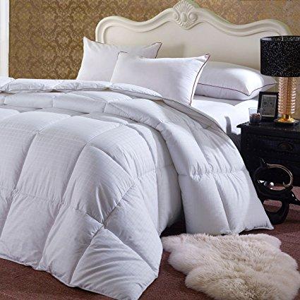 Royal Hotel's Overfilled Dobby Down Alternative Comforter, King / California-King Size, Checkered White, 100% Cotton Shell 300 TC - 100 OZ Fill -750+FP