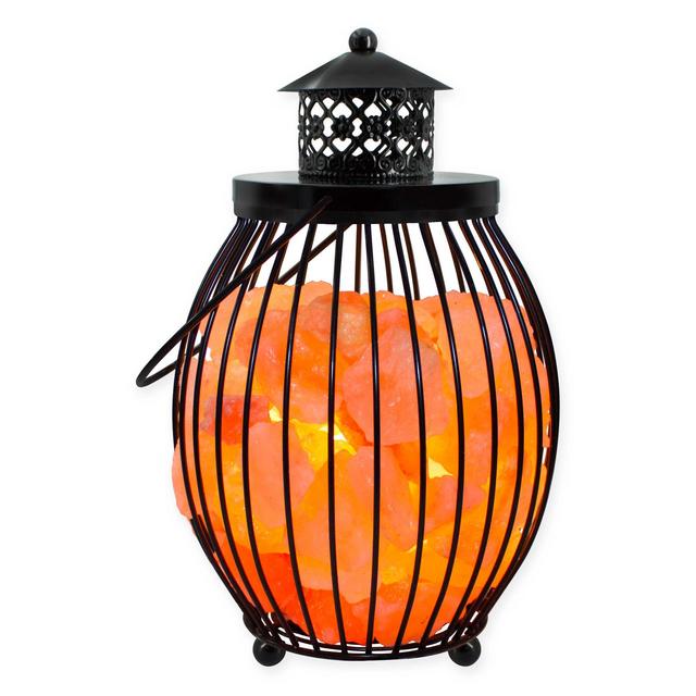 Himalayan Glow® Ionic Salt Crystal Metal Olivary Lantern