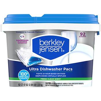 Berkley Jensen Ultra Dishwasher Pacs, 92 ct.