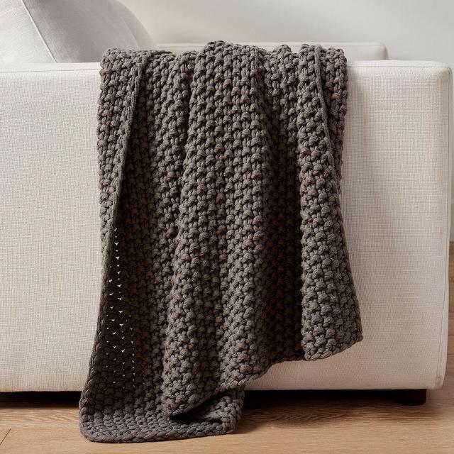 Bayside Seed Stitch Throw, 44 x 56", Dark Charcoal