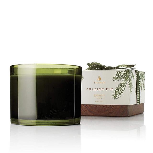 Thymes Heritage 3-Wick Candle - Frasier Fir Scented Candle for Home Fragrance - Green Glass Candle (17 oz)