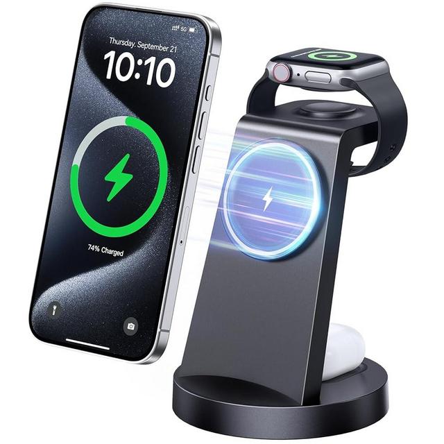 Anlmz Wireless Magnetic Charger Station for iPhone:3 in 1 Charging Stand for iPhone15 14 13 12 pro max & AirPods 3/2/Pro & iWatch