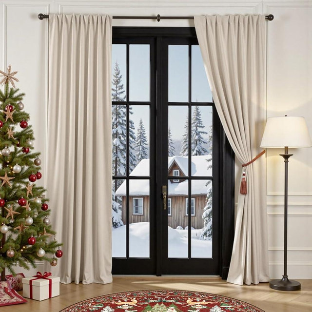 Lazzzy Beige Blackout Velvet Curtains 84 Inch Long Thermal Insulated Room Darkening Lined Curtain Drapes Luxury Back Tab Window Treatments for Bedroom Living Room 2 Panels, 52 x 84 Inch, Cream