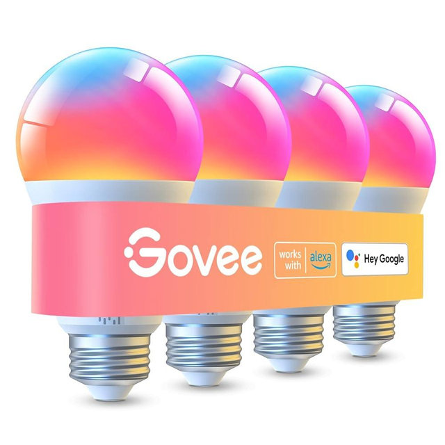 Govee Smart A19 LED Light Bulbs, 1000LM RGBWW Dimmable, Wi-Fi & Bluetooth Color Changing Light Bulbs, Works with Alexa & Google Assistant No Hub Required, 75W Equivalent Smart Bulbs, 4 Pack