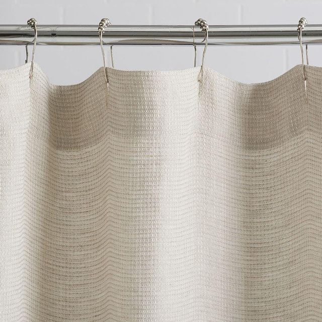 European Flax Linen Waffle Organic Shower Curtain, 72", Flax
