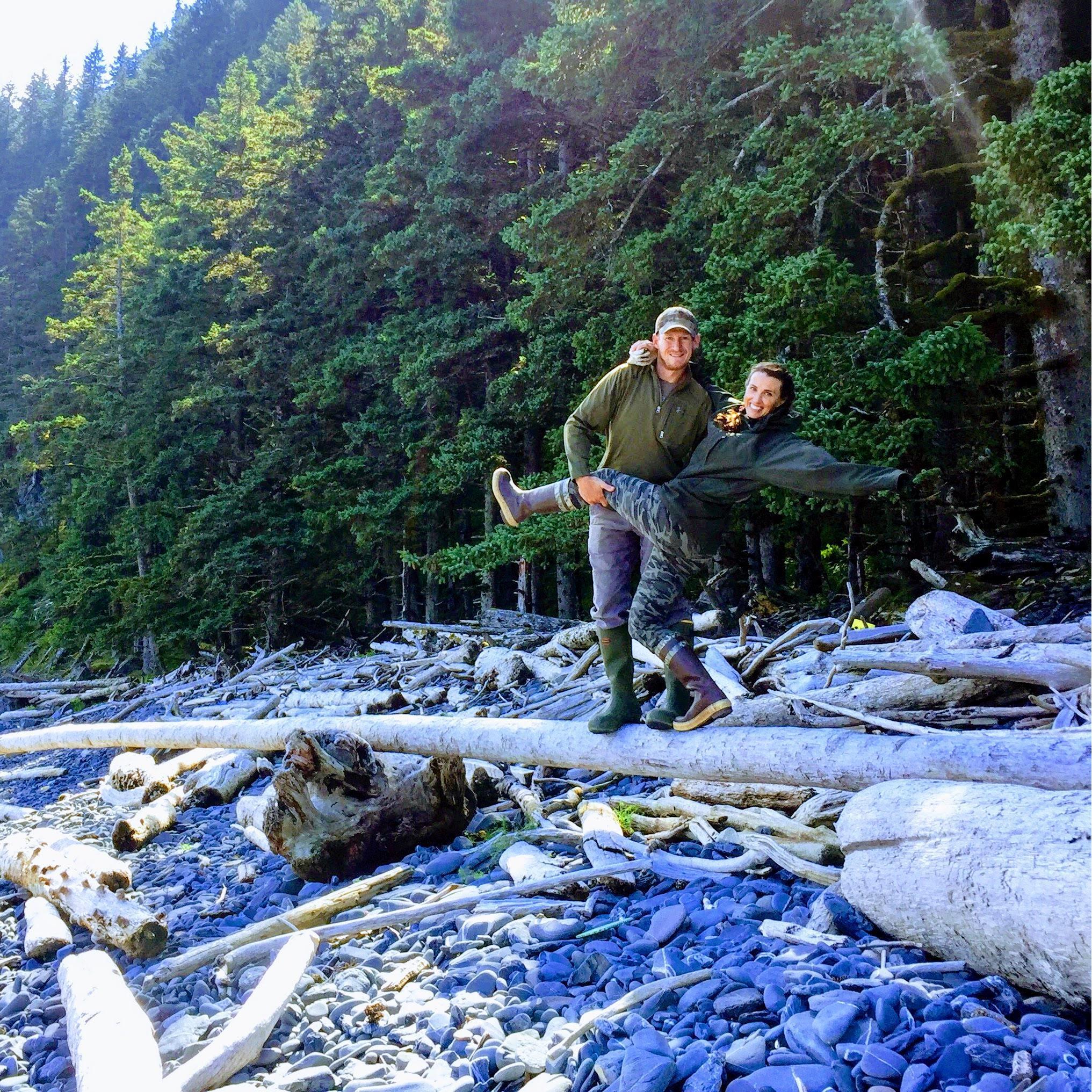 Daniel practicing his photography skills while collecting firewood in Afognak.