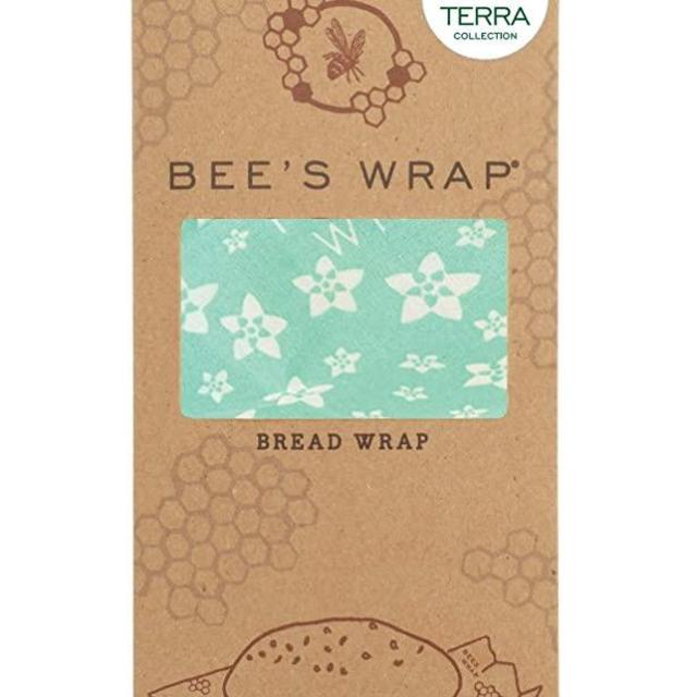 Bee's Wrap Reusable Bread Wrap, Eco Friendly Reusable Beeswax Food Wrap, Sustainable, Zero Waste, Plastic Free Bread Keeper & Food Storage (Floral Teal)