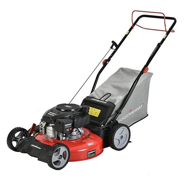 PowerSmart Lawn Mower, 21-inch & 170CC, Gas Powered Self-Propelled Lawn Mower with 4-Stroke Engine, 3-in-1 Gas Mower in Color Red/Black, 5 Adjustable Heights (1.2''-3.0'' ), DB2321SR