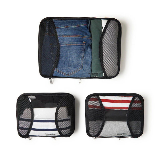 baggallini 2 Medium / 1 large Compression Packing Cubes Travel Set - Black