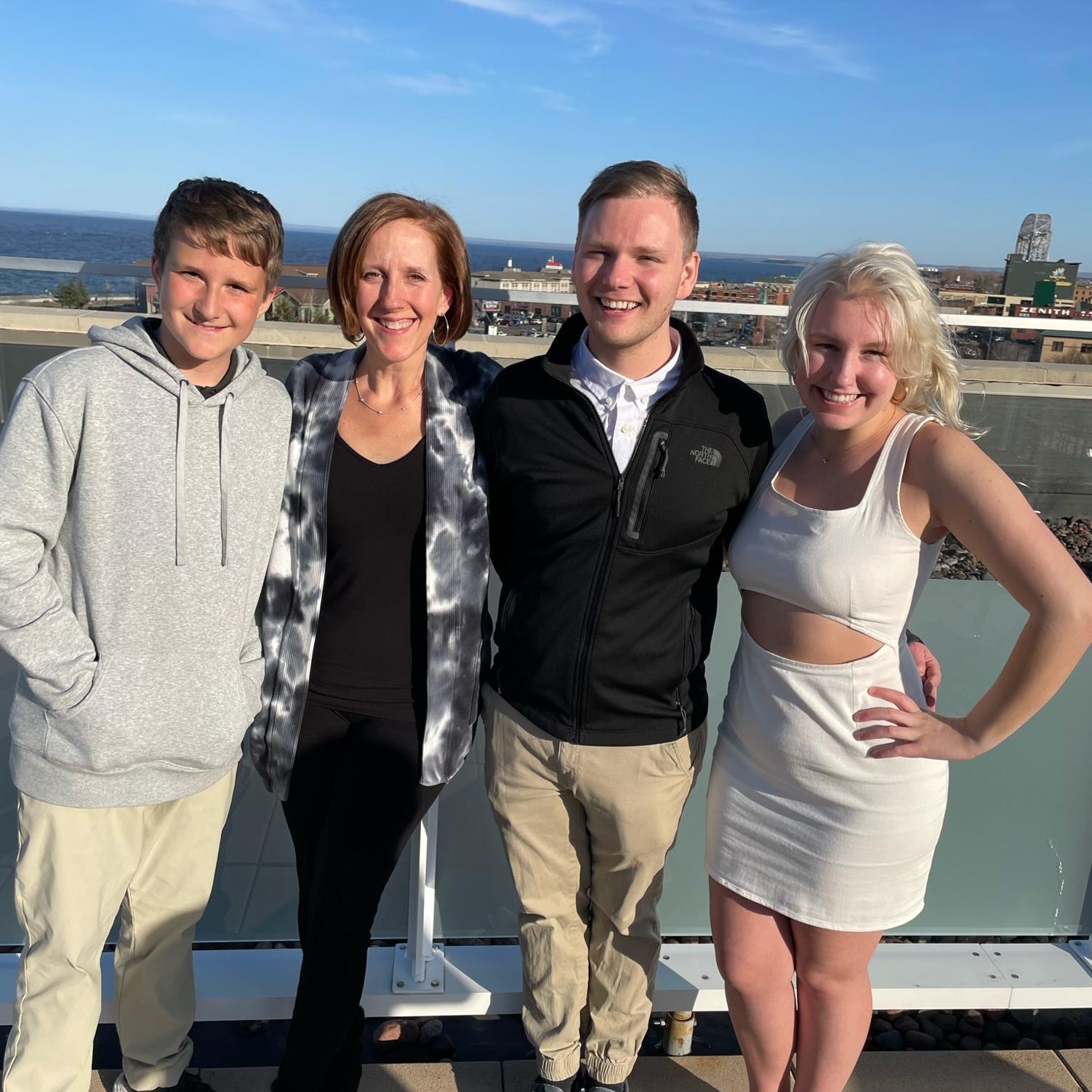 Duo college graduation day! Celebrated in Duluth with family. This photo is with my dads girlfriend of 10 years, Sarah, and her son Sam.