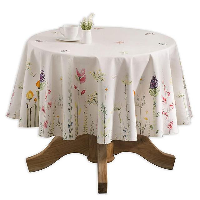 Maison d' Hermine 100% Cotton Table Cloth Botanical Fresh Tabletop Cover Kitchen Dining Tablecloth for Round Tables Great for Parties Wedding use Spring/Summer (Round, 69" Diameter)