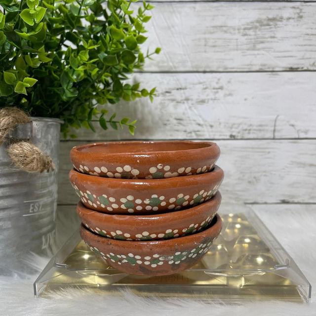 Hand made rustic 5”- 9oz serving/snack mexican clay bowls