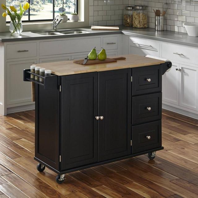 Liberty Kitchen Cart with Wood Top Black - Home Styles
