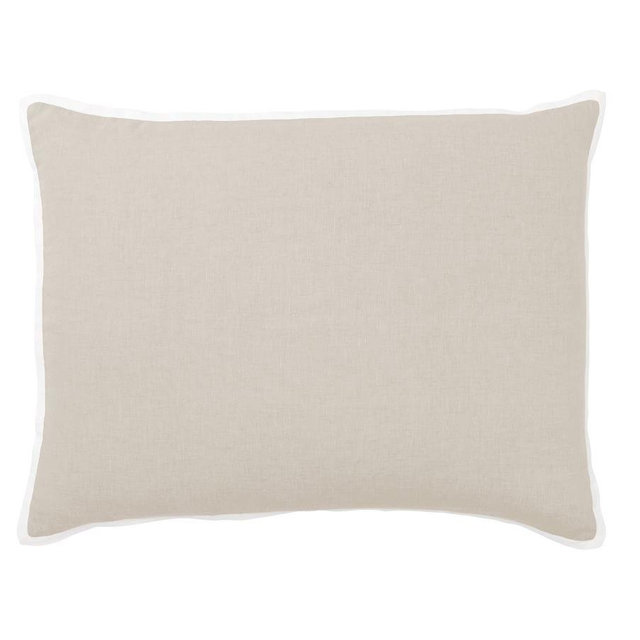 Belgian Flax Linen Contrast Flange Sham, Flax/White, Standard, Set of 2