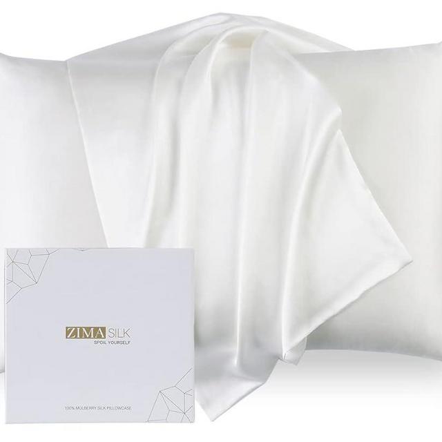 ZIMASILK Upgraded 100% Pure Natural Undyed Mulberry Silk Pillowcase for Hair and Skin Pillow Cases with Hidden Zipper, More Soft & Durable Grade 6A Silk, Gift Box 1Pc (King 20"x36", Ivory)
