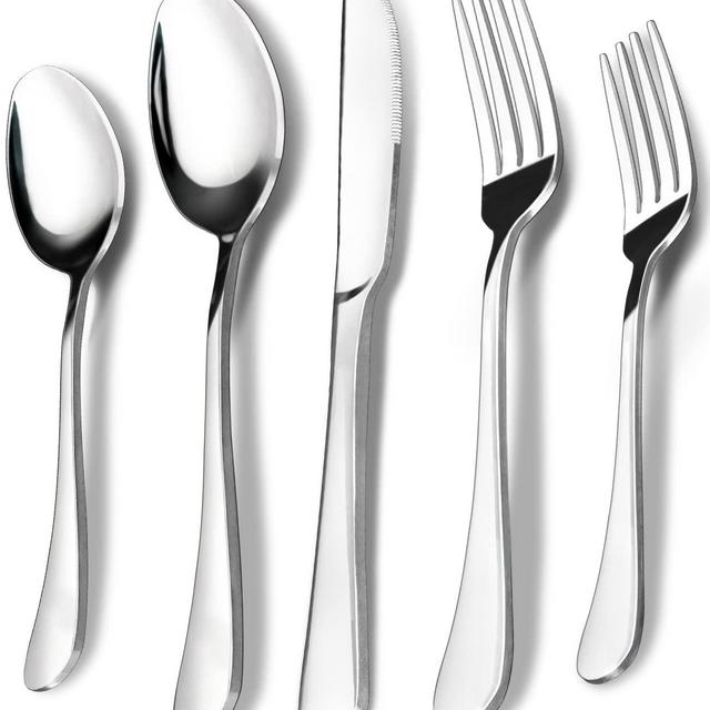 40 Piece Silverware Set, Premium Silverware Cutlery Set Stainless Steel Flatware Sets Service for 8, Spoons Forks Knifes Utensils Tableware Sets for Home, Dishwasher Safe