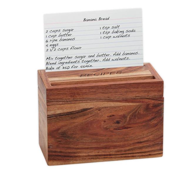 Artisanal Kitchen Supply® Wooden Recipe Box in Brown