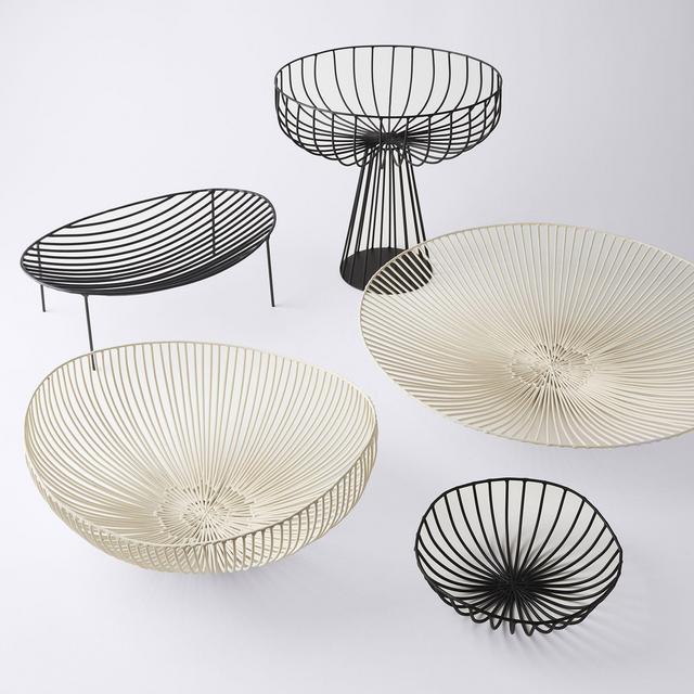 Handcrafted Metal Fruit Bowls - White Deep Oval Bowl