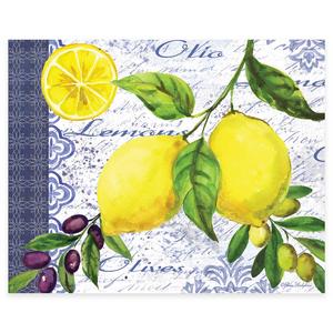 Lemons & Olives 12-Inch x 15-Inch Glass Cutting Board