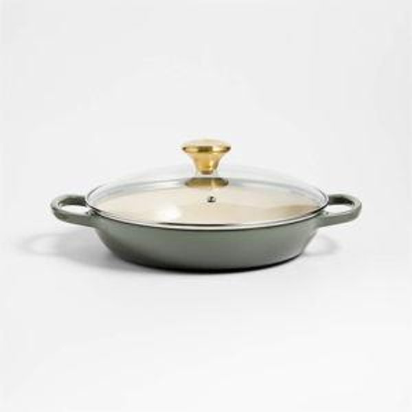 Le Creuset 2.25-Qt. Thyme Enameled Cast Iron Braiser with Glass Lid + Reviews | Crate & Barrel