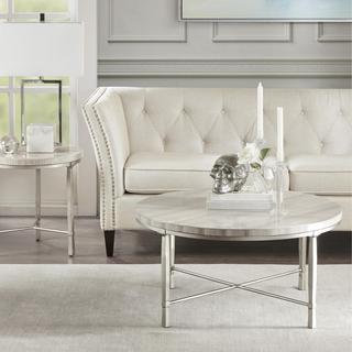 Reese Round Coffee Table with Marble Veneer Top