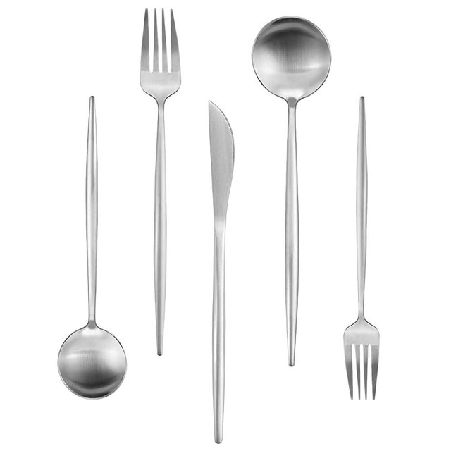 Silverware Set For 8, IBIILII JEFF 40-Piece Flatware Set，Stainless Steel Kitchen Utensil Set, Tableware Cutlery Set, Service for 8, Satin Finished Polished & Dishwasher Safe