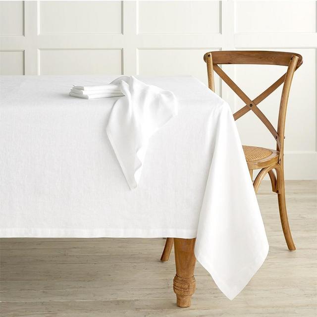 Italian Washed Linen Tablecloth, 70 X 108", White