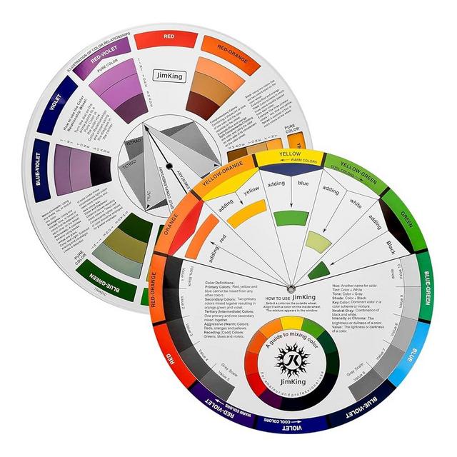 JimKing Creative Color Wheel, Paint Mixing Learning Guide, Art Class Teaching Tool for Makeup Painting Tattoo,Blending Board Chart Color Mixed Guide Hardboard(9.25inch)