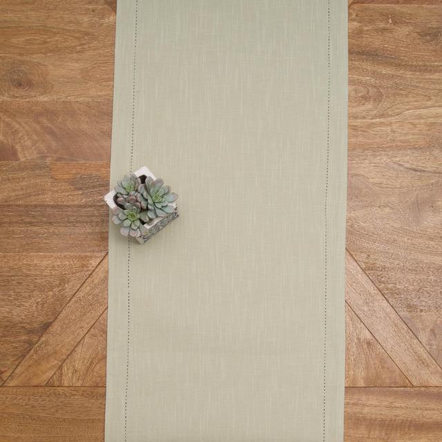 C&F Home Hemstitch Solid Green 100% Cotton Cloth Table Runner 14" x 72"