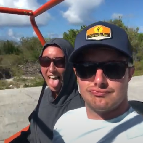 Riding in back on the "jeep" in Anegada, BVI - 3/18/20