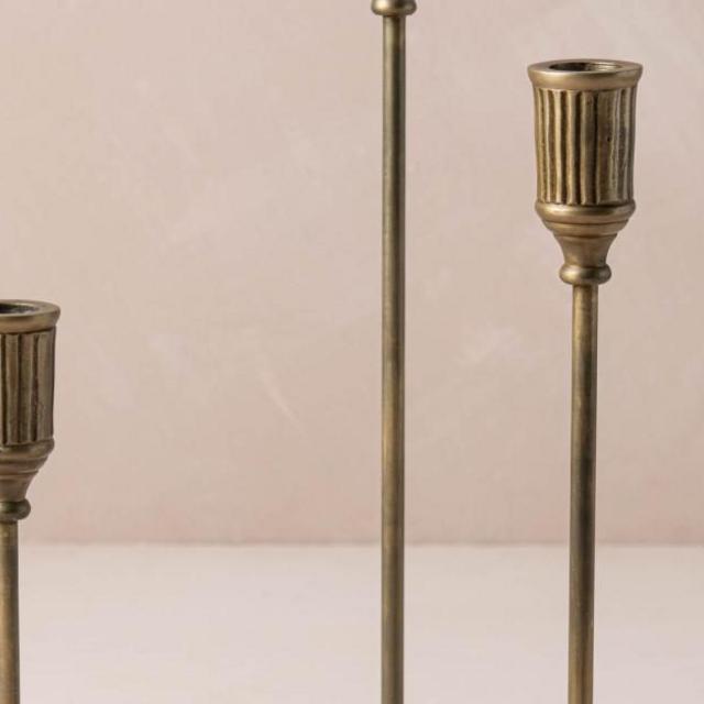 Collins Antique Brass Taper Holder