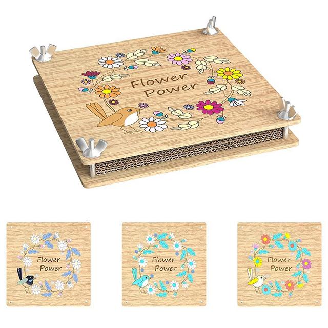 Flower Press - 6 Layers - 8 x 8 Inch Flower Press Kit - DIY Flower Pressing Kit for Adults and Kids - Make Pressed Flowers for Crafts and More (Brown Colored Bird)