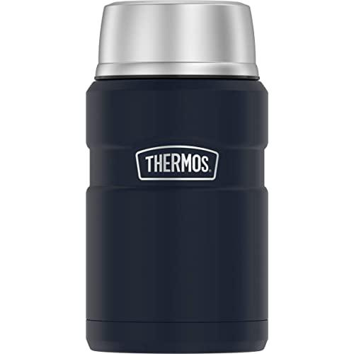 THERMOS Stainless King SK3020 Vacuum-Insulated Food Jar with Spoon, 24 Ounce, Matte Blue