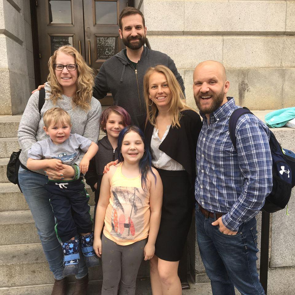 Ed, Kim, Penny, Violet, and Spencer Lawrence visiting us in the Portrait Gallery in DC