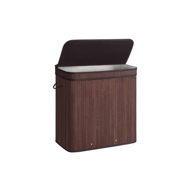 SONGMICS 39.6 Gal Laundry Hamper with Lid, Bamboo Laundry Basket, Removable Machine Washable Laundry Basket with Handles Chestnut Brown