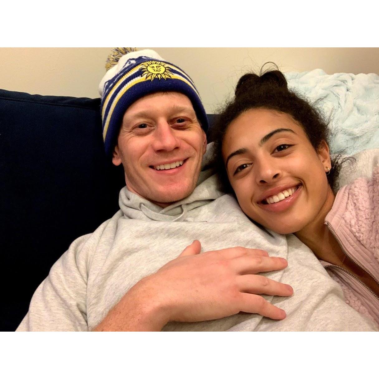 The first night living in our first apartment together in Park Slope! March 2020
