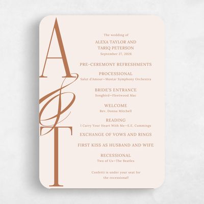 Beige Rounded Wedding Program - Kellan