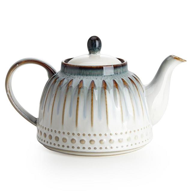 Sweese Ceramic Teapot, Beaded Retro Flower Glaze, 1100ml/37 oz Large Tea Pot for Loose Tea or Bags, Enough for 4 Cups, Nebula Blue