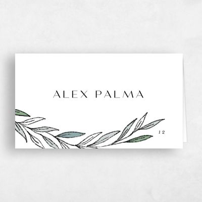 White Simple Wedding Place Card - Bruges