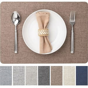 Faux Leather Placemats Set of 6 Vinyl Washable Wipeable Table Mats for Kitchen Dining Table Heat Resistant Waterproof Modern Indoor/Outdoor Placemats Non-Slip Easy Clean Place Mats (Cocoa)