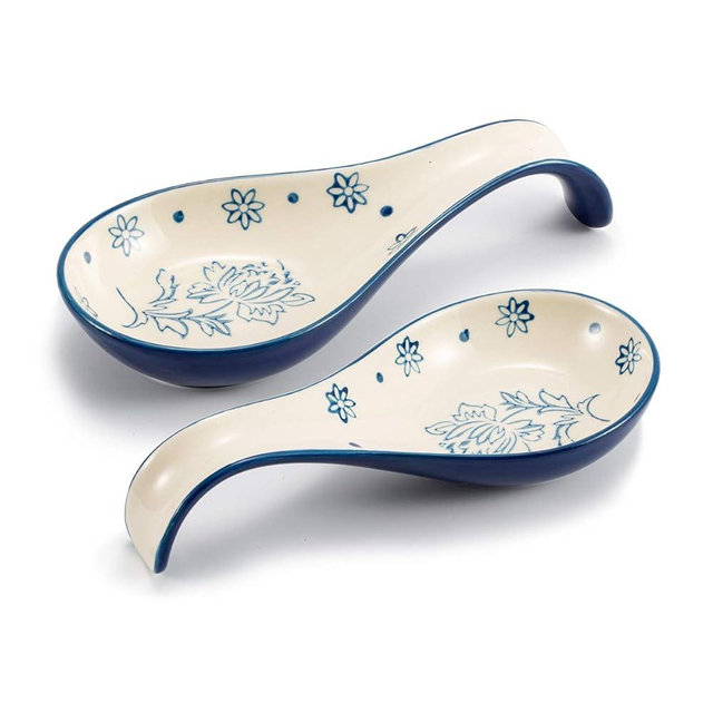Wisenvoy Spoon Rest Spoon Holder for Stove Top Ceramic Spoon Holder Porcelain Spoon Rest for Kitchen Counter